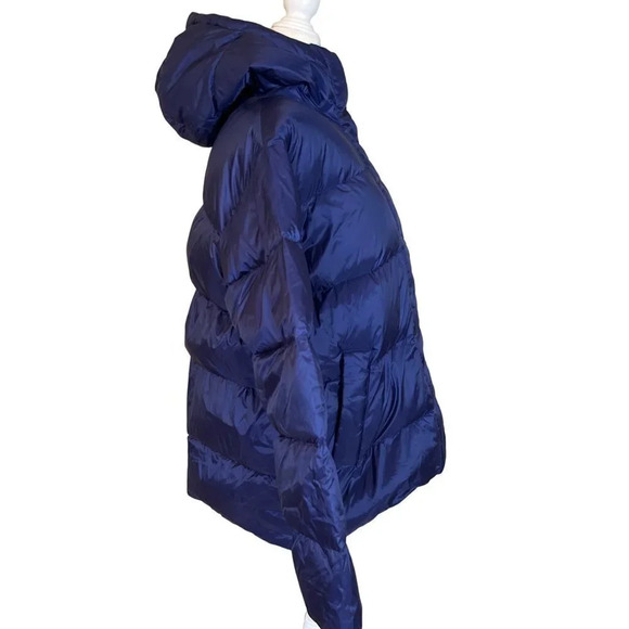 Everlane Re:down Puffy Puff Water Resistant Hooded Jacket in Blue Large New - Picture 6 of 12